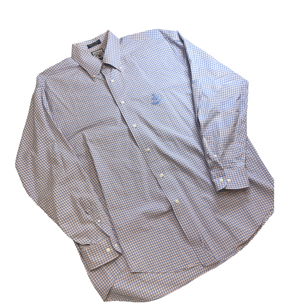 Faonnable Men’s Xl Blue Plaid Button Down Shirt